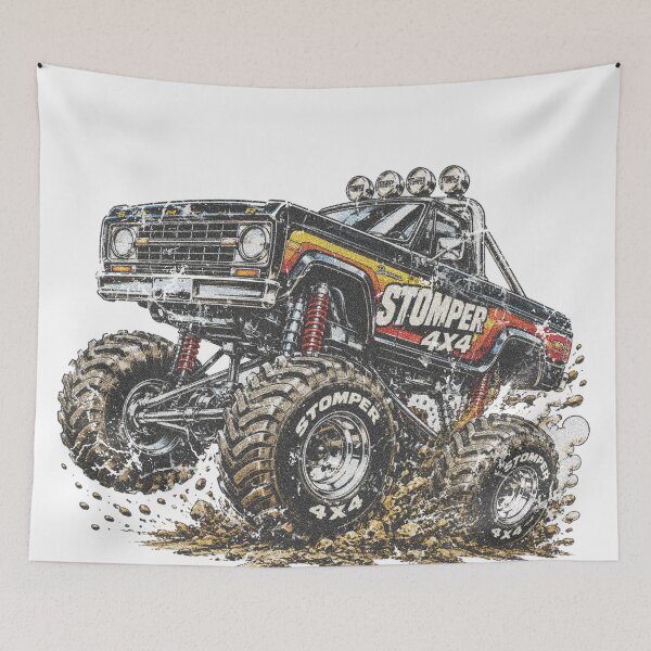 Item preview, Stomper 4X4 Monster Truck T-Shirt Custom Retro Stripes, Racing Graphic. designed and sold by BlueLineLAX.