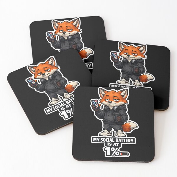 Item preview, DM-004 | Social Battery Fox™ | My Social Battery Is At 1% designed and sold by D4NC1G3R®.