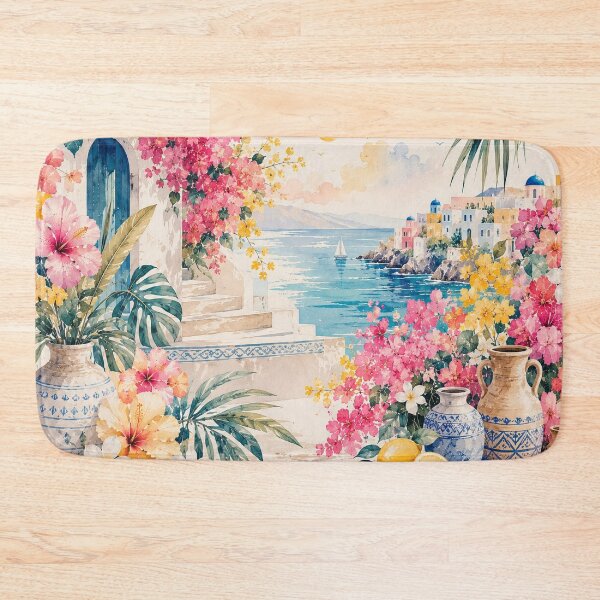 Item preview, Mediterranean Nature Landscape | Coastal Floral Wall Art | Tropical Flowers designed and sold by Yasminfayed05.