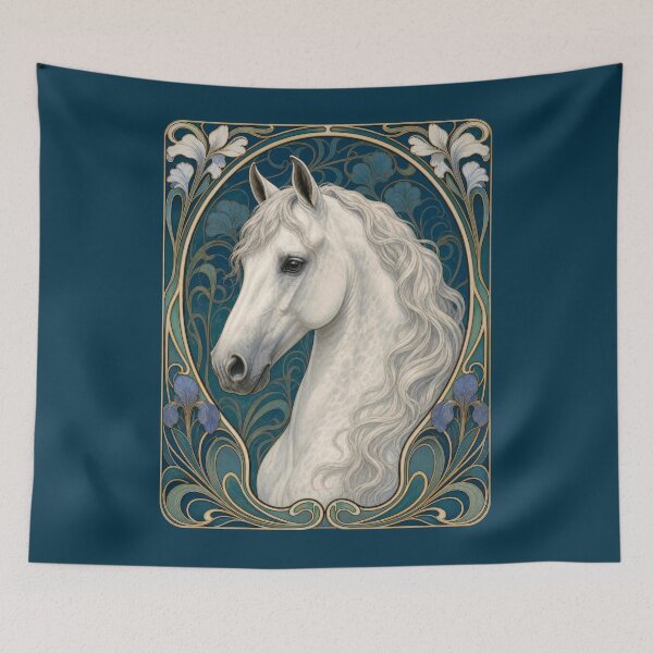 Item preview, Majestic Andalusian Spanish White Horse designed and sold by AntiqueImages.