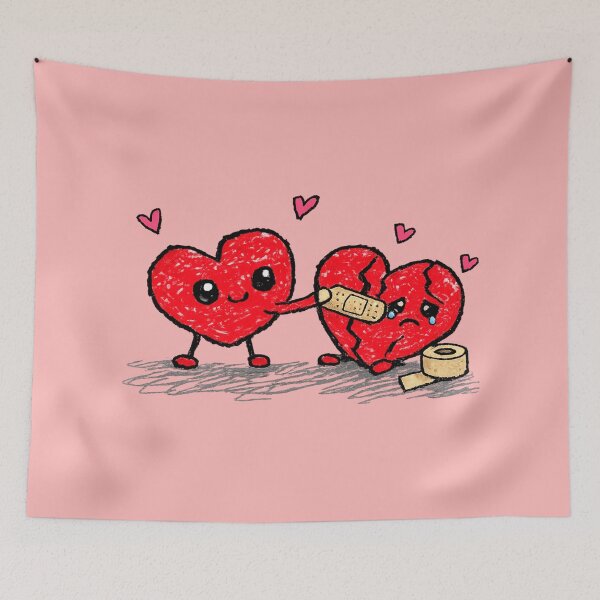 Item preview, Cute Healing Hearts Sticker | Kawaii Heart Bandage Design | Friendship & Love Cartoon Illustration designed and sold by designbyuzi.