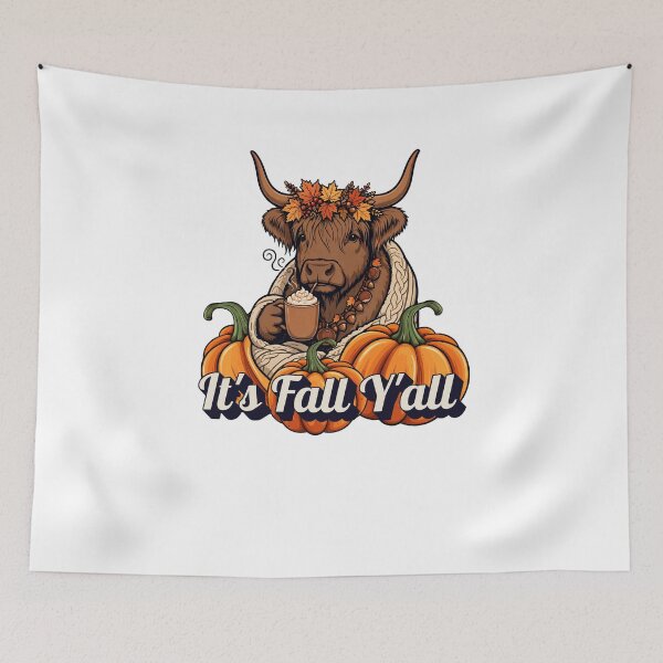 Item preview, It's Fall Y'all Highland Cow - Funny Fall Pumpkin Spice Latte Autumn designed and sold by Neurospicy Trolls.