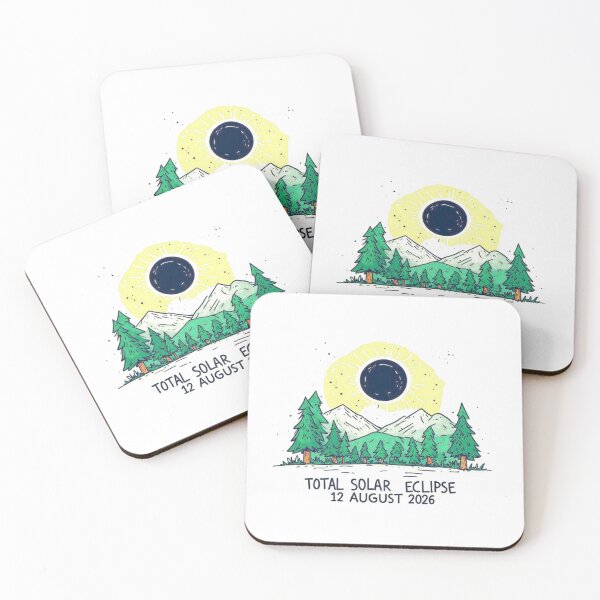 Item preview, For the 2026 eclipse, natural environment with mountains, trees and eclipse with phrase TOTAL SOLAR ECLIPSE 12 AUGUST 2026 designed and sold by Giulivo Store Graphic.