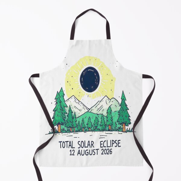 Item preview, For the 2026 eclipse, natural environment with mountains, trees and eclipse with phrase TOTAL SOLAR ECLIPSE 12 AUGUST 2026 designed and sold by Giulivo Store Graphic.