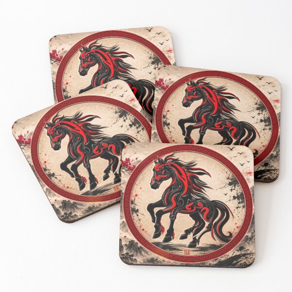 Item preview, Chinese Zodiac Crimson Spirit Horse: Oriental of Strength and Freedom designed and sold by Fei Long Design Hub.