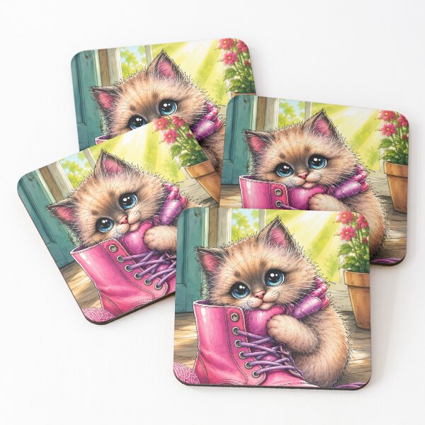 Item preview, Cute Fluffy Kitten with Pink Boots designed and sold by New Releases Hub.