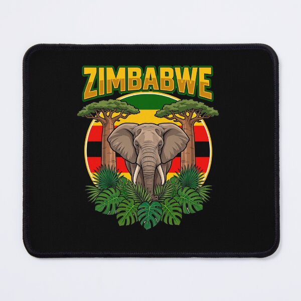 Item preview, Retro Zimbabwe Elephant and Baobab Safari Art designed and sold by DanniJordan.