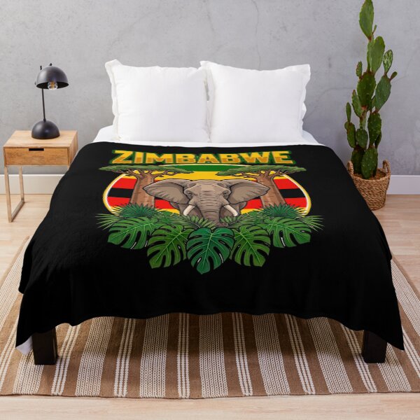 Item preview, Retro Zimbabwe Elephant and Baobab Safari Art designed and sold by DanniJordan.