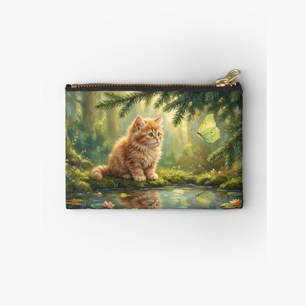 Item preview, Cute Ginger Cat and Butterfly Woodland Art designed and sold by Englandbear.