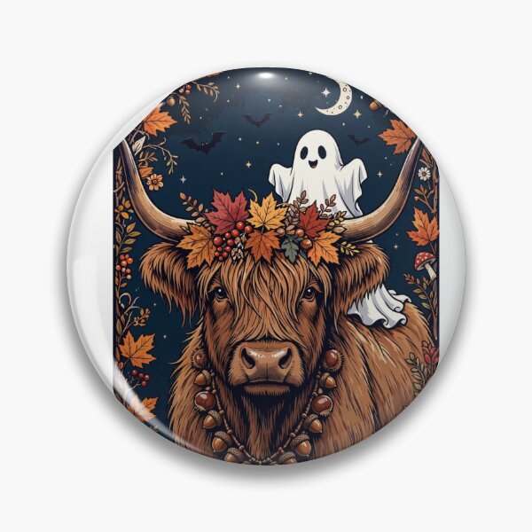 Item preview, Halloween Highland Cow Ghost - Spooky Fall Autumn Cute Ghost Bats Moon designed and sold by Neurospicy Trolls.