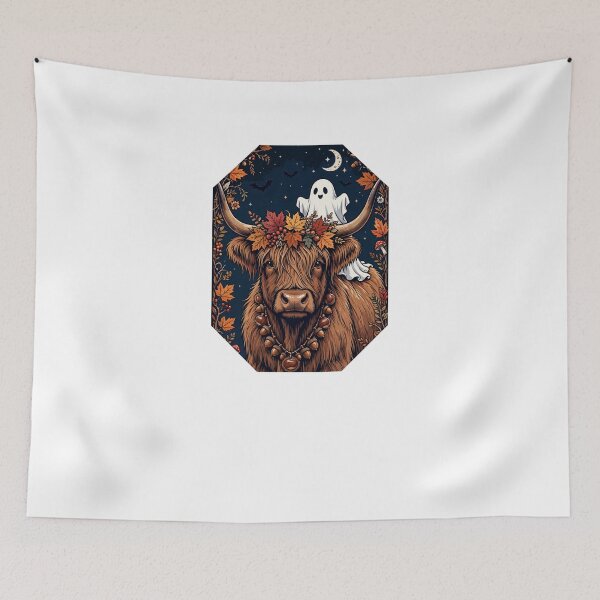Item preview, Halloween Highland Cow Ghost - Spooky Fall Autumn Cute Ghost Bats Moon designed and sold by Neurospicy Trolls.