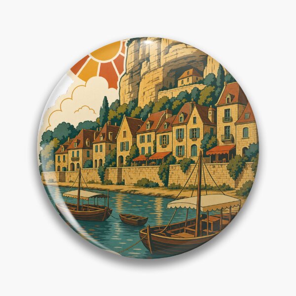 Item preview, La Roque-Gageac France Travel Souvenir - Retro Illustration designed and sold by VisualArtsOasis.