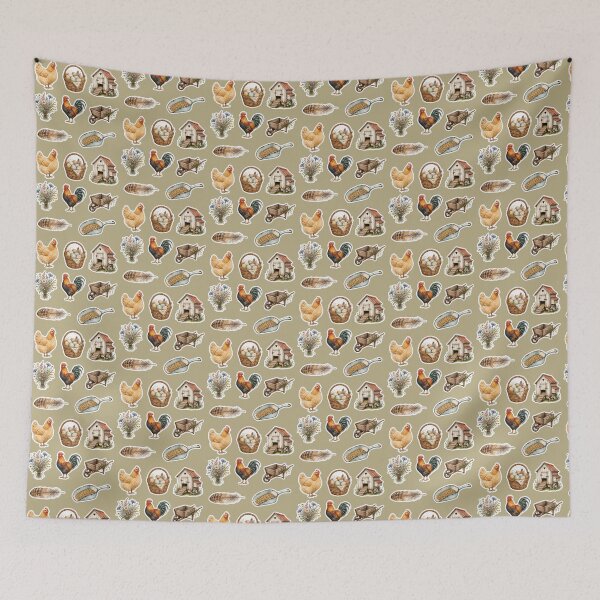 Item preview, Farmhouse Chicken Stickers designed and sold by Whimsical Cottagecore Art.