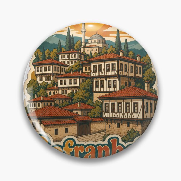 Artikelvorschau, Safranbolu Türkei Reisesouvenir - Retro-Illustration entworfen und verkauft von VisualArtsOasis.