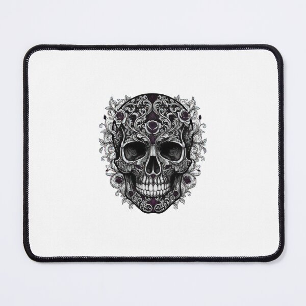 Item preview, Goth Floral Sugar Skull with Intricate Roses and Damask Patterns designed and sold by Gimhana64shop.