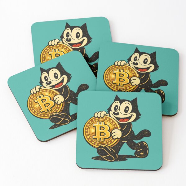 Item preview, VINTAGE FELIX CAT WITH A GOLD BITCOIN COIN designed and sold by infinitearte.