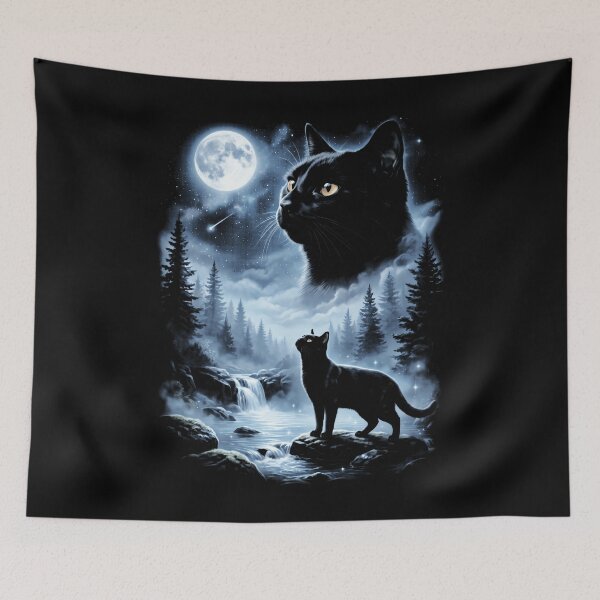 Item preview, Black Cat Howling At Moon 9039S Retro designed and sold by Arens ★★★★★.