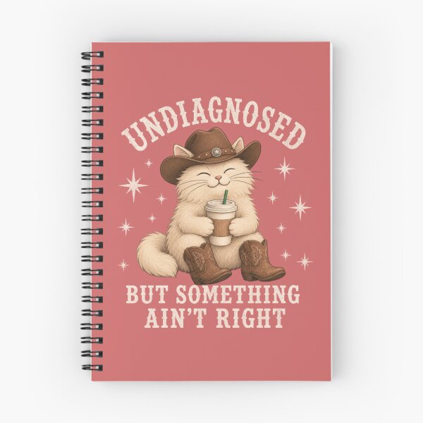 Item preview, Undiagnosed But Something Ain't Right Funny Cowboy Cat Coffee Western T-Shirt designed and sold by BillowyLove.