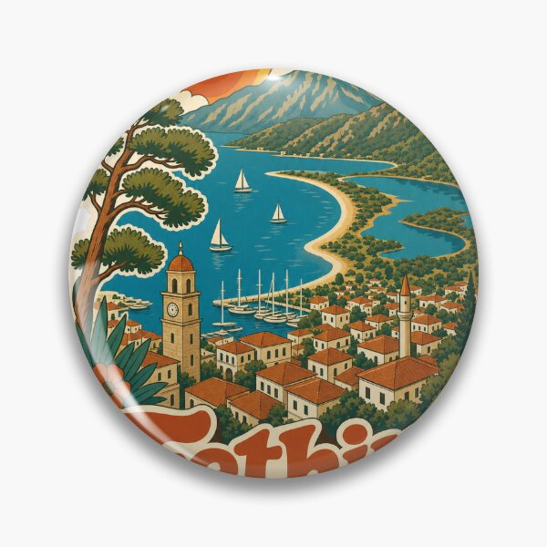 Item preview, Fethiye Turkey Travel Souvenir - Retro Illustration designed and sold by VisualArtsOasis.