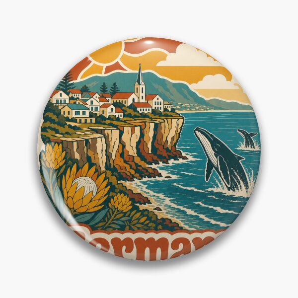 Item preview, Hermanus South Africa Travel Souvenir - Retro Illustration designed and sold by VisualArtsOasis.