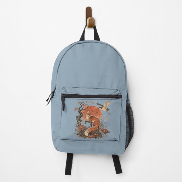 Item preview, Japanese Woodblock Fox with Autumn Flowers and Night Heron designed and sold by POD DYNASTY | Original Print On Demand T-Shirt Graphics.