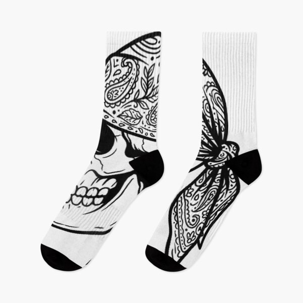 Item preview, Skull Wearing Paisley Bandana With Feathers designed and sold by Linework Studio.
