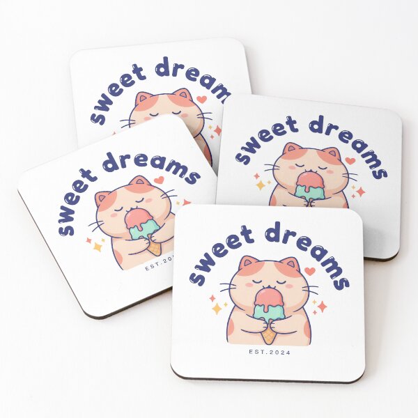 Item preview, Sweet Dreams Kawaii Cat Eating Ice Cream Vector Graphic designed and sold by velorea.