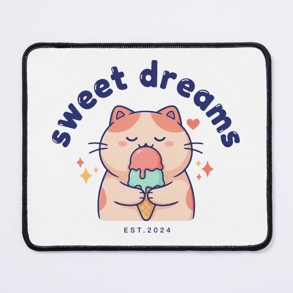 Item preview, Sweet Dreams Kawaii Cat Eating Ice Cream Vector Graphic designed and sold by velorea.