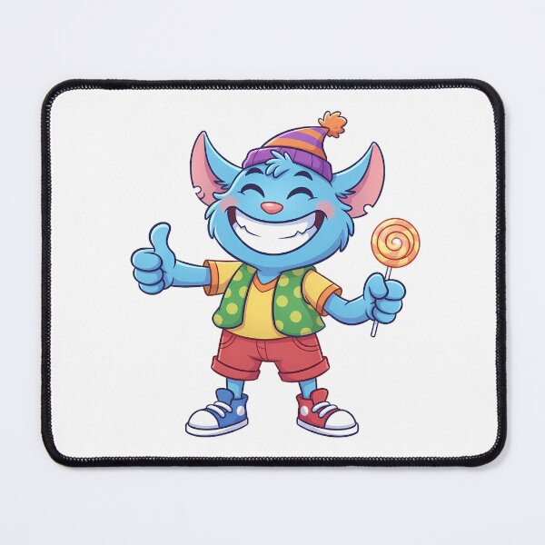 Item preview, Cute Blue Monster holding Lollipop Illustration designed and sold by BetweenForms.