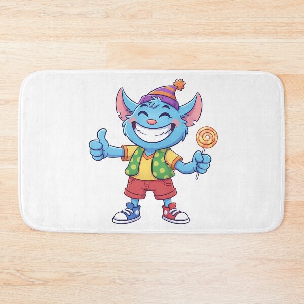 Item preview, Cute Blue Monster holding Lollipop Illustration designed and sold by BetweenForms.