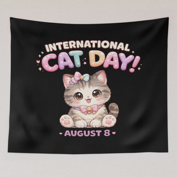 Item preview, International Cat Day August 8 Cute Kawaii Kitten Cat Lover Celebration Design designed and sold by MartBook.