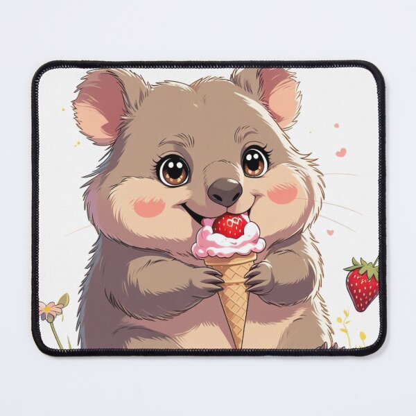 Item preview, Cute Chibi Wombat Eating Strawberry Ice Cream designed and sold by Uniquely Yours.