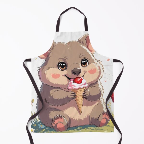 Item preview, Cute Chibi Wombat Eating Strawberry Ice Cream designed and sold by Uniquely Yours.