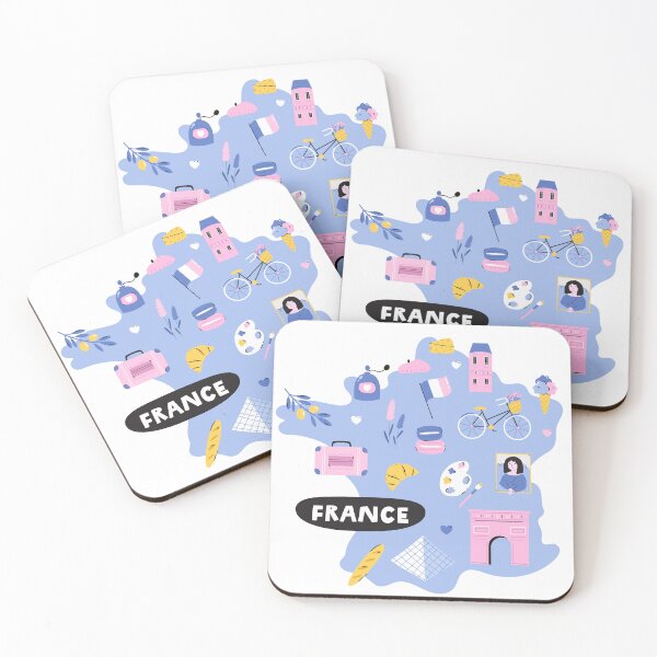 Item preview, Cute France Map Illustration | French Landmarks Travel Poster Art designed and sold by RiderSpoon.