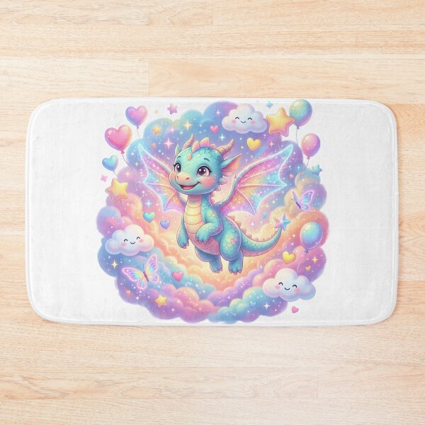 Item preview, Baby dragon flying through clouds designed and sold by kidoramagic.