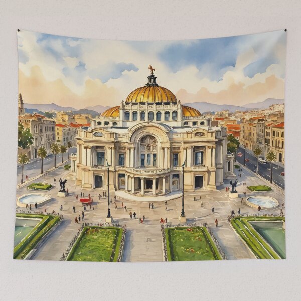 Item preview, Mexico City Watercolor Palacio de Bellas Artes designed and sold by Magnolia Valley Art.