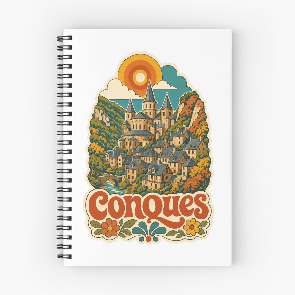 Item preview, Conques France Travel Souvenir - Retro Illustration designed and sold by VisualArtsOasis.