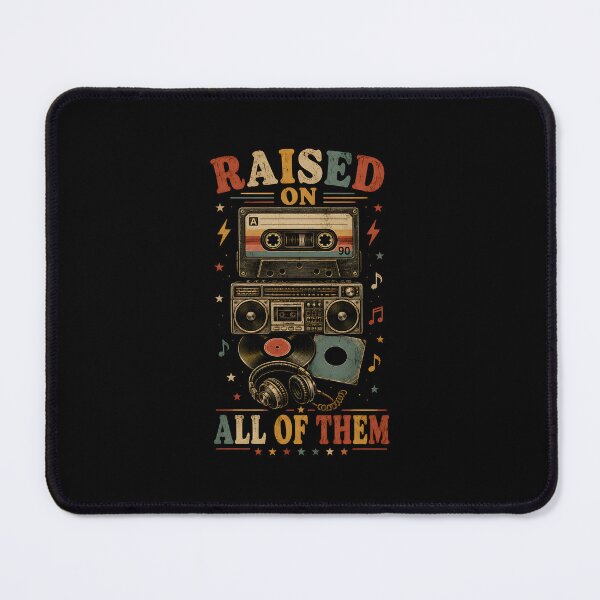 Item preview, Raised On All Of Them, Gifts for Retro Music Lovers Vintage Cassette & Vinyl Design designed and sold by Lina Caro.