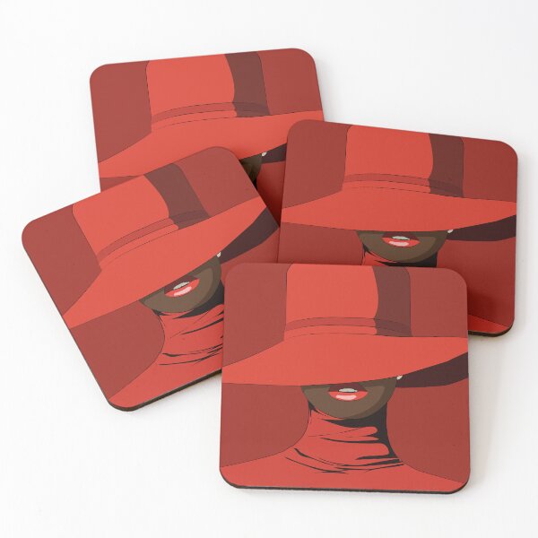 Item preview, Crimson Elegance – Minimalist Black Woman in Red Wide Brim Hat | Modern Fashion Wall Art designed and sold by dennaibz.