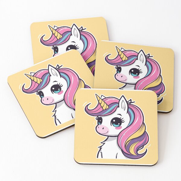 Item preview, Cute Kawaii Chibi Unicorn with Wavy Rainbow Mane designed and sold by Uniquely Yours.