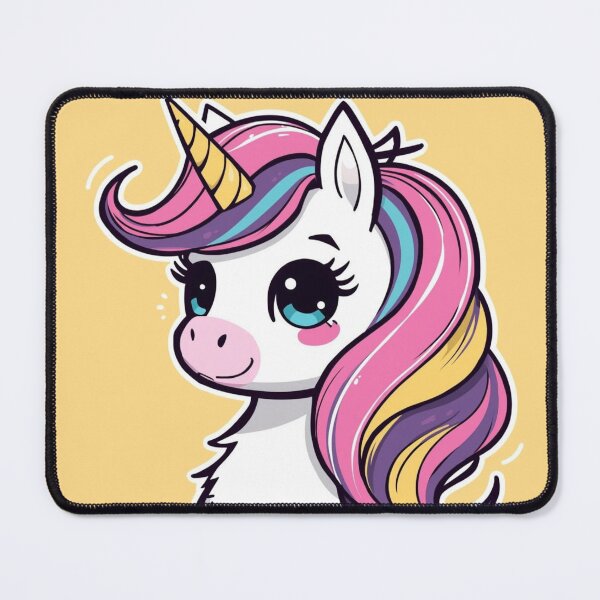 Item preview, Cute Kawaii Chibi Unicorn with Wavy Rainbow Mane designed and sold by Uniquely Yours.