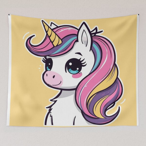 Item preview, Cute Kawaii Chibi Unicorn with Wavy Rainbow Mane designed and sold by Uniquely Yours.