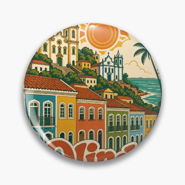 Item preview, Olinda Brazil Travel Souvenir - Retro Illustration designed and sold by VisualArtsOasis.