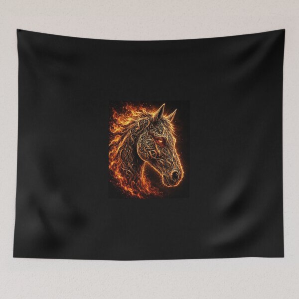 Item preview, Flaming Typographic Horse Head designed and sold by GRFORA.