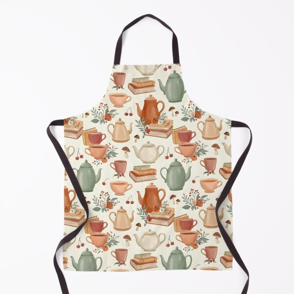 Item preview, Floral Teapots Teacups and Stacks of Books Pattern designed and sold by mybegoniatee.