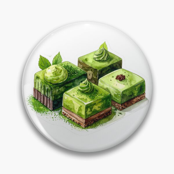 Item preview, Japanese Matcha Cake Slice Watercolor Painting designed and sold by BetweenForms.