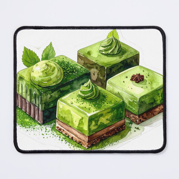 Item preview, Japanese Matcha Cake Slice Watercolor Painting designed and sold by BetweenForms.