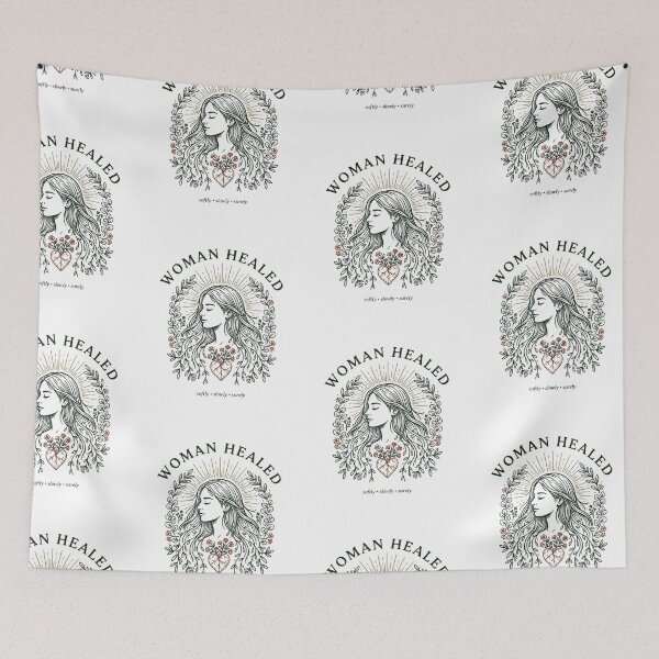 Item preview, Woman Healed Self Care Floral Heart Line Art Illustration designed and sold by velorea.