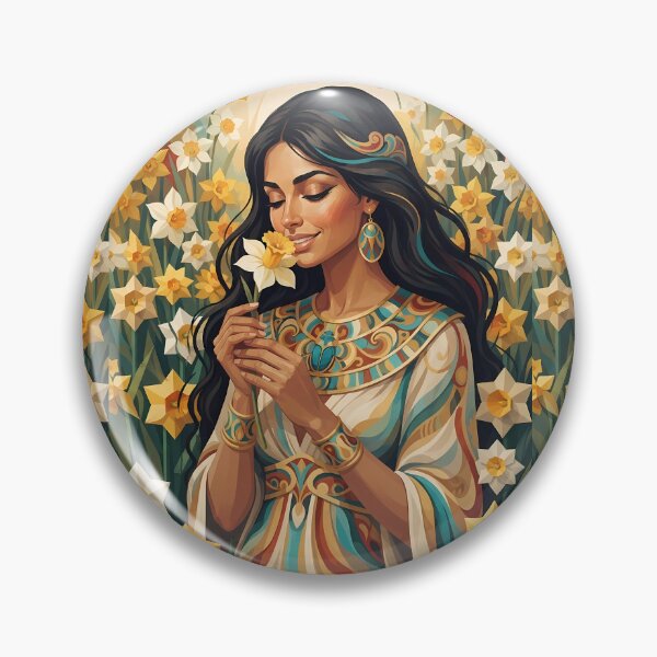 Item preview, Egyptian Queen in a Daffodil Field: Ancient Pharaonic Floral Art designed and sold by ShadowArtEG.