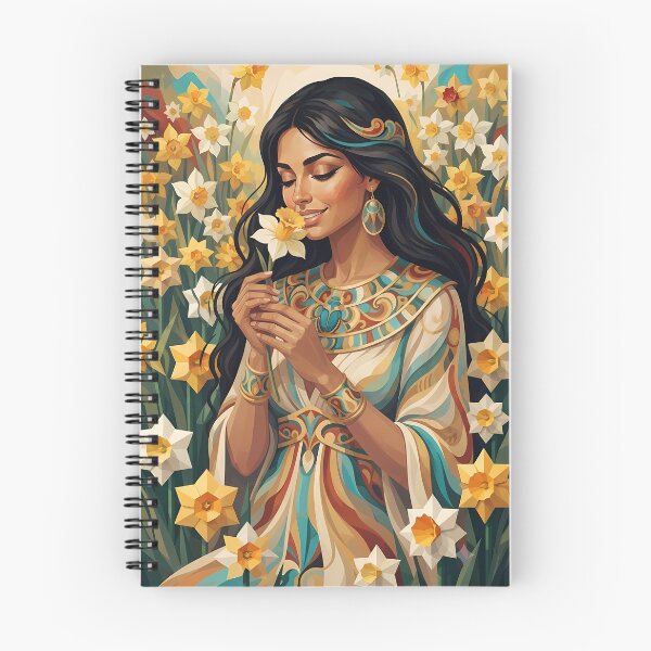 Item preview, Egyptian Queen in a Daffodil Field: Ancient Pharaonic Floral Art designed and sold by ShadowArtEG.